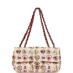 Pre-Owned Chanel Small Classic Coco Heart Motif Flap Bag Multicolor Canvas Silver Hardware 18 Pre-Owned Chanel Small Classic Coco Heart Motif Flap Bag Multicolor Canvas Silver Hardware -Online Bag Store C SM255 230515 1 07