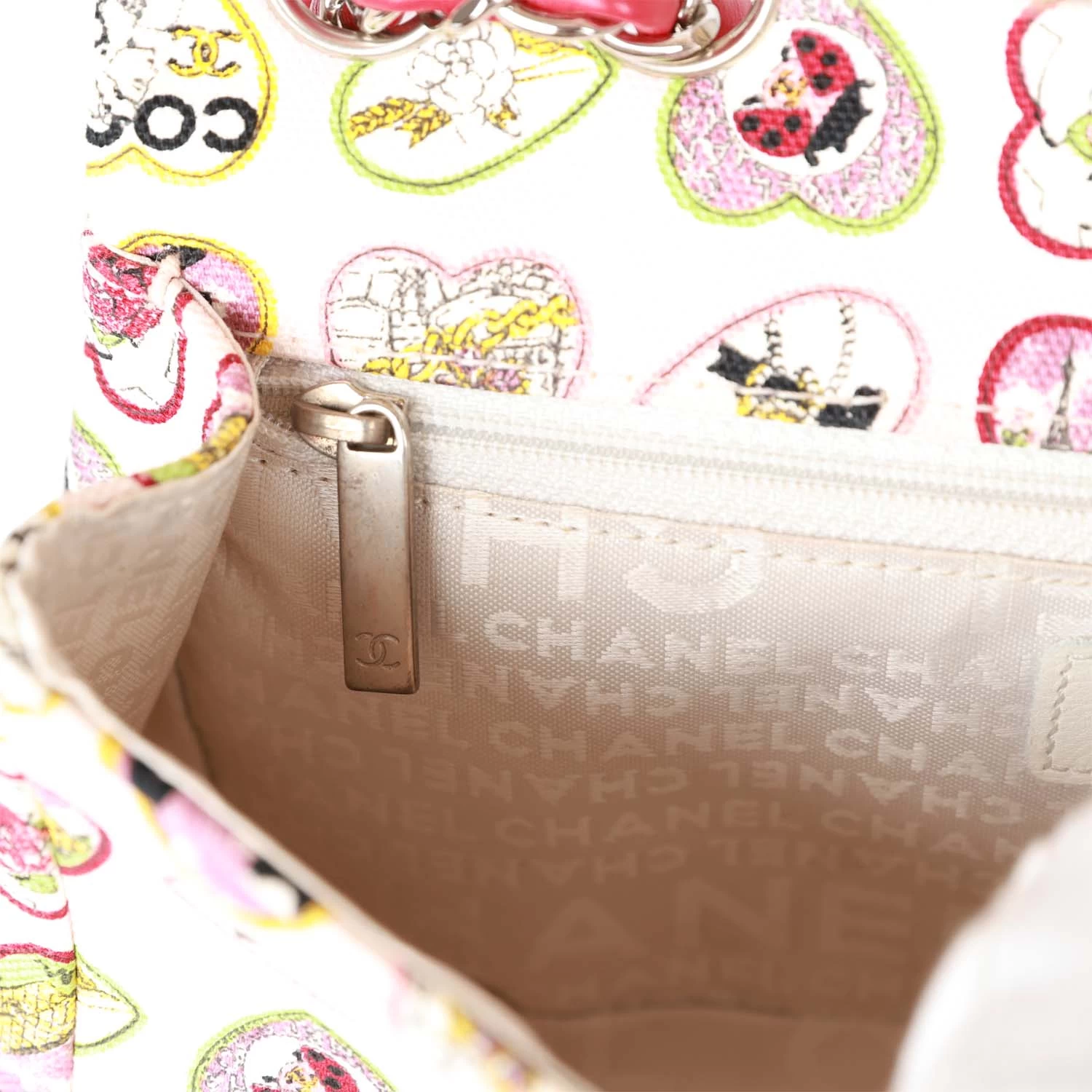 Pre-Owned Chanel Small Classic Coco Heart Motif Flap Bag Multicolor Canvas Silver Hardware 12 Pre-Owned Chanel Small Classic Coco Heart Motif Flap Bag Multicolor Canvas Silver Hardware - Image 10