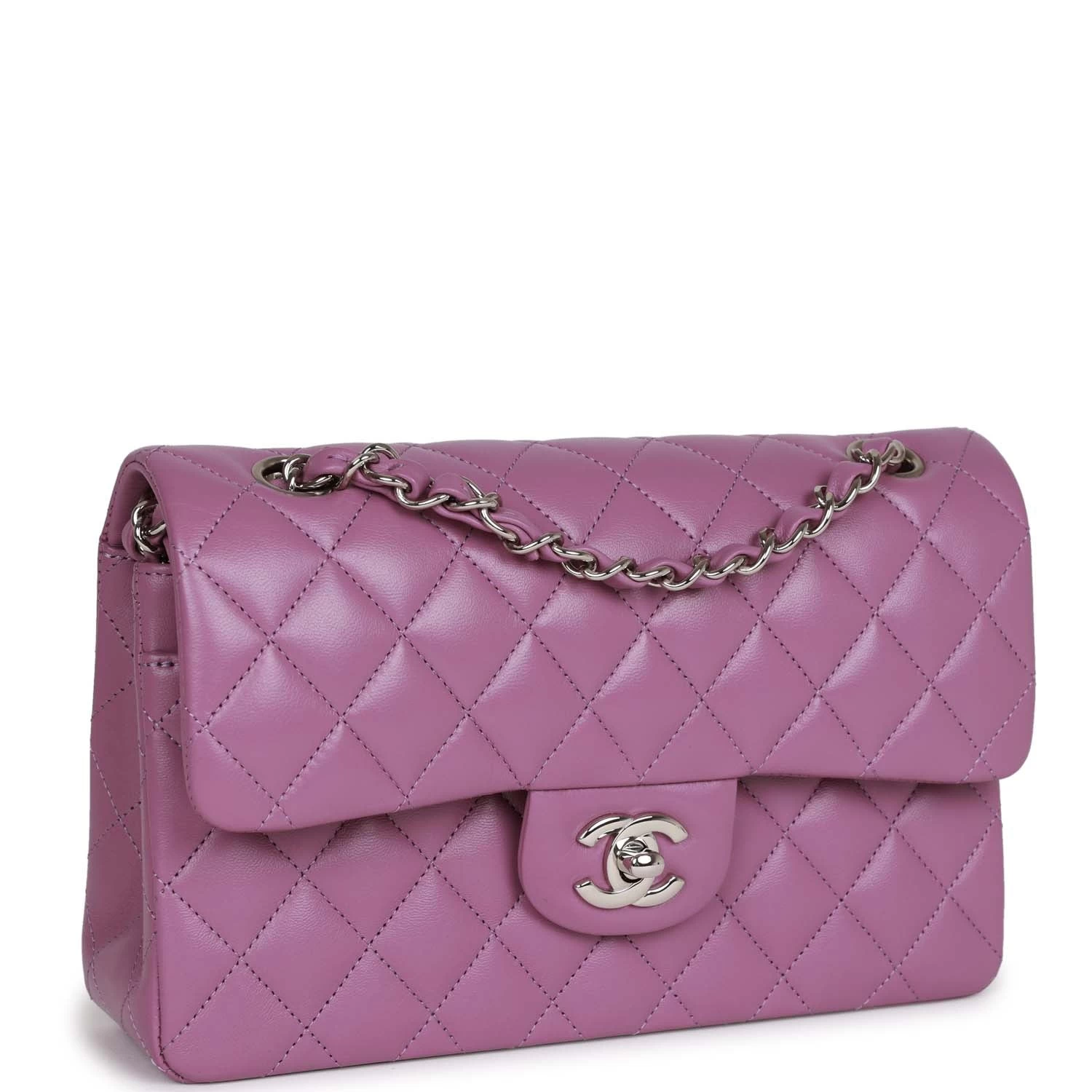 Chanel Small Classic Double Flap Bag Purple Lambskin Silver Hardware 4 Chanel Small Classic Double Flap Bag Purple Lambskin Silver Hardware - Image 2