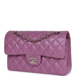 Chanel Small Classic Double Flap Bag Purple Lambskin Silver Hardware 15 Chanel Small Classic Double Flap Bag Purple Lambskin Silver Hardware -Online Bag Store C SM255 230519 1 03
