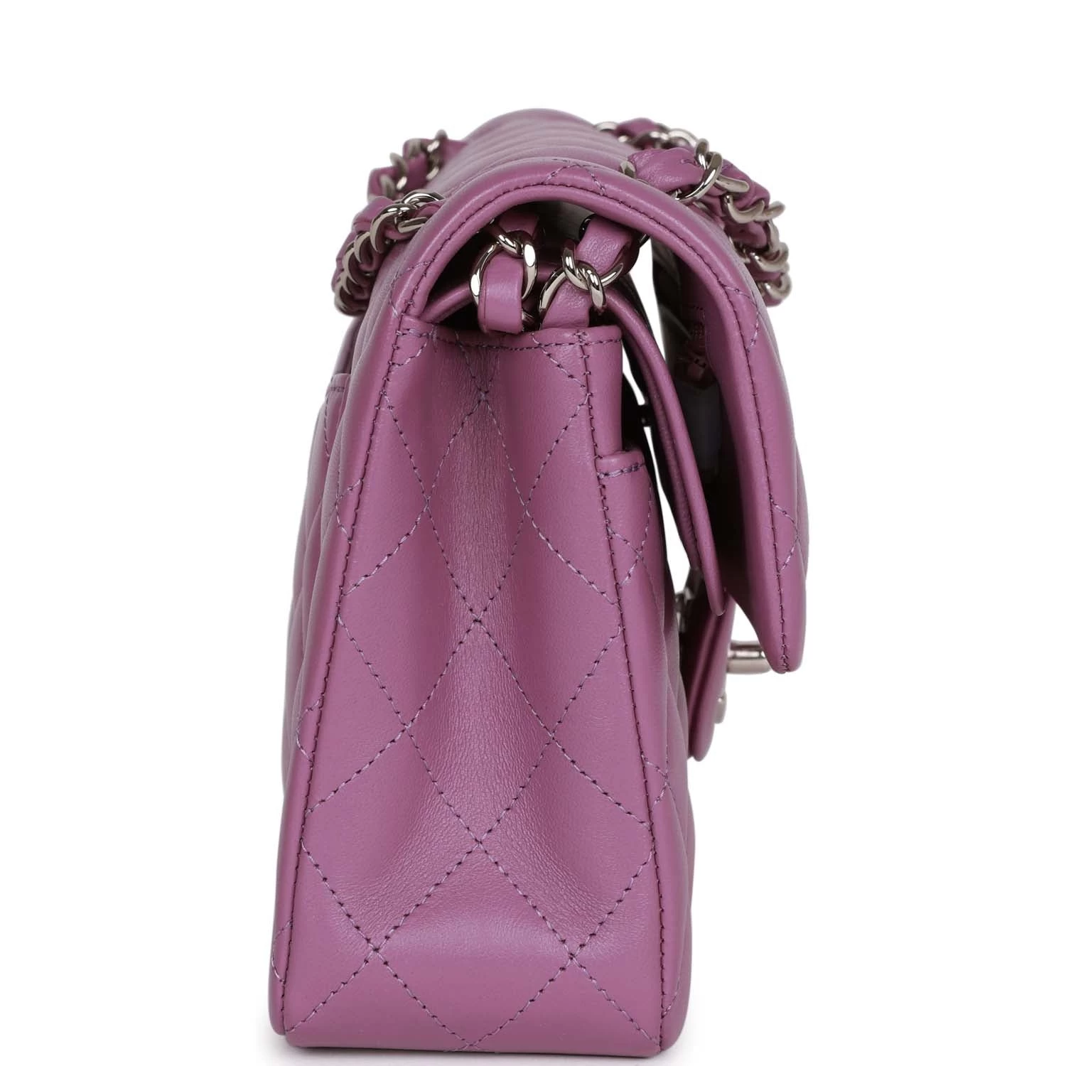 Chanel Small Classic Double Flap Bag Purple Lambskin Silver Hardware 5 Chanel Small Classic Double Flap Bag Purple Lambskin Silver Hardware - Image 3