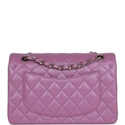 Chanel Small Classic Double Flap Bag Purple Lambskin Silver Hardware 14 Chanel Small Classic Double Flap Bag Purple Lambskin Silver Hardware -Online Bag Store C SM255 230519 1 05