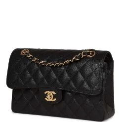 Chanel Small Classic Double Flap Black Caviar Gold Hardware -Online Bag Store C SM255 230623 1 03