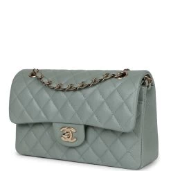 Chanel Small Classic Double Flap Bag Light Blue Caviar Light Gold Hardware -Online Bag Store C SM255 230807 1 OH 03