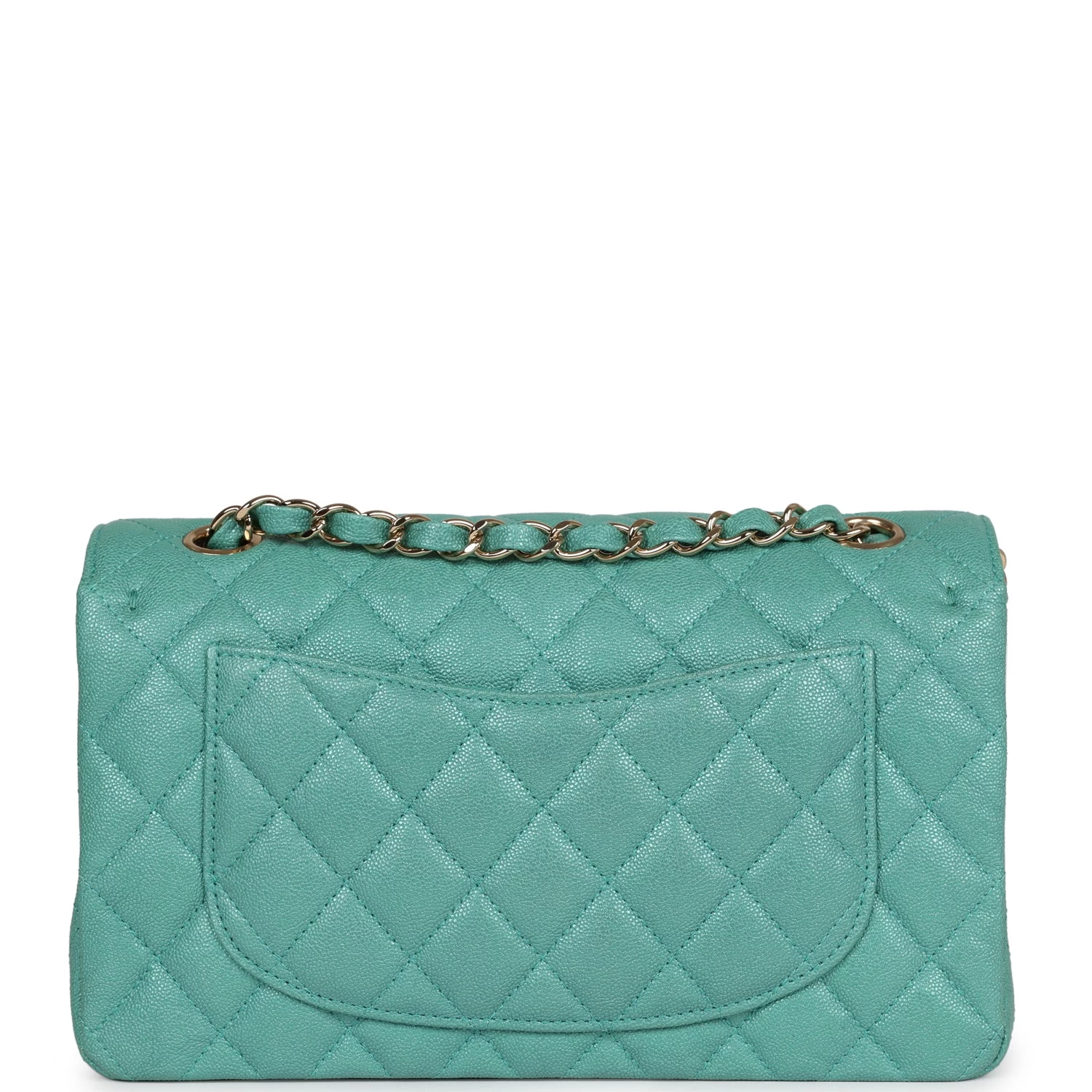 Chanel Small Classic Double Flap Turquoise Iridescent Caviar Light Gold Hardware 6 Chanel Small Classic Double Flap Turquoise Iridescent Caviar Light Gold Hardware - Image 4