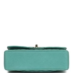 Chanel Small Classic Double Flap Turquoise Iridescent Caviar Light Gold Hardware 16 Chanel Small Classic Double Flap Turquoise Iridescent Caviar Light Gold Hardware -Online Bag Store C SM255 230825 1 CT 06