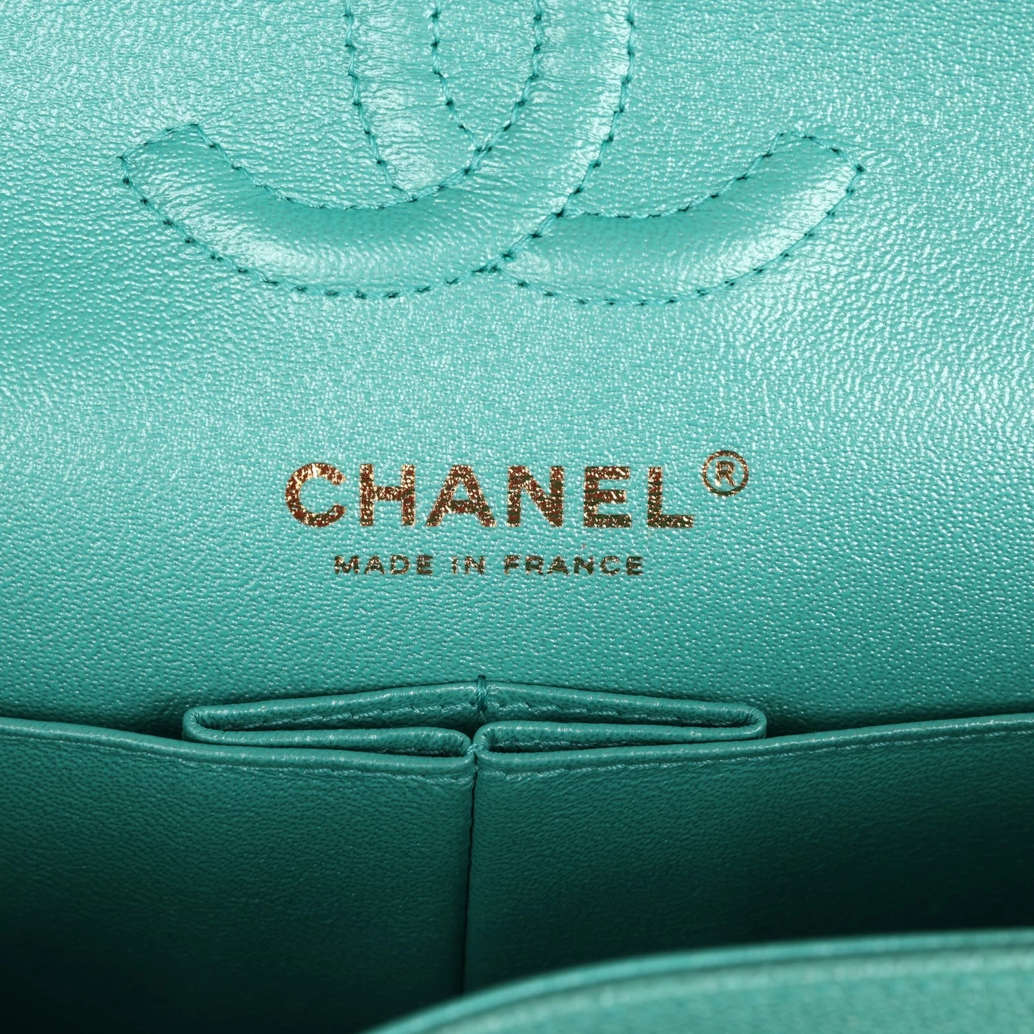Chanel Small Classic Double Flap Turquoise Iridescent Caviar Light Gold Hardware 10 Chanel Small Classic Double Flap Turquoise Iridescent Caviar Light Gold Hardware - Image 8