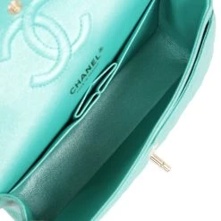 Chanel Small Classic Double Flap Turquoise Iridescent Caviar Light Gold Hardware 19 Chanel Small Classic Double Flap Turquoise Iridescent Caviar Light Gold Hardware -Online Bag Store C SM255 230825 1 CT 09