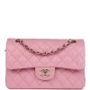 Chanel Small Classic Double Flap Dark Pink Lambskin Light Gold Hardware -Online Bag Store C SM255 231113 1 01