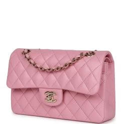 Chanel Small Classic Double Flap Dark Pink Lambskin Light Gold Hardware 15 Chanel Small Classic Double Flap Dark Pink Lambskin Light Gold Hardware -Online Bag Store C SM255 231113 1 03