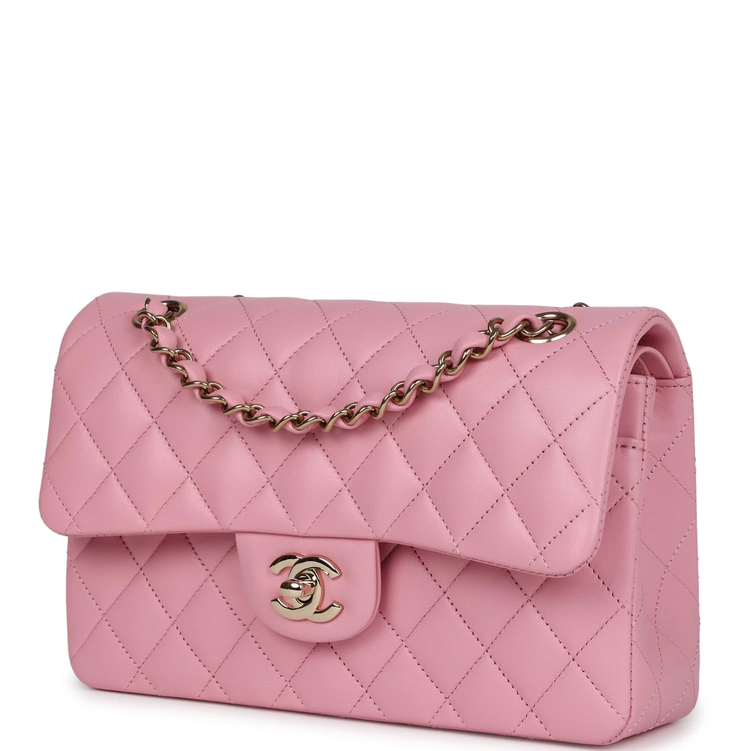 Chanel Small Classic Double Flap Dark Pink Lambskin Light Gold Hardware 7 Chanel Small Classic Double Flap Dark Pink Lambskin Light Gold Hardware - Image 5