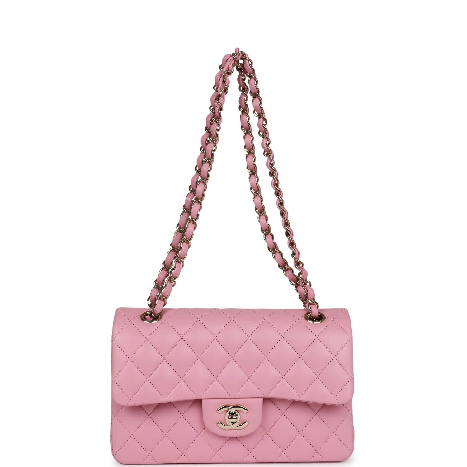 Chanel Small Classic Double Flap Dark Pink Lambskin Light Gold Hardware 9 Chanel Small Classic Double Flap Dark Pink Lambskin Light Gold Hardware - Image 7