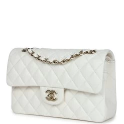 Chanel Small Classic Double Flap White Caviar Light Gold Hardware -Online Bag Store C SM255 231206 2 SS 03