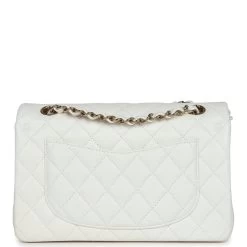 Chanel Small Classic Double Flap White Caviar Light Gold Hardware -Online Bag Store C SM255 231206 2 SS 05