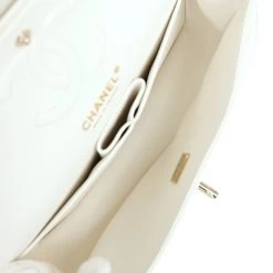 Chanel Small Classic Double Flap White Caviar Light Gold Hardware -Online Bag Store C SM255 231206 2 SS 09