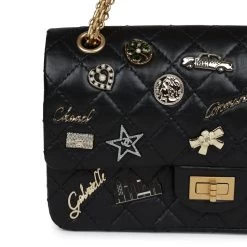 Chanel Small Reissue 225 2.55 Double Flap Lucky Charms Black Aged Calfskin Antique Gold Hardware -Online Bag Store C SM255 240115 1 YL 07