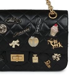 Chanel Small Reissue 225 2.55 Double Flap Lucky Charms Black Aged Calfskin Antique Gold Hardware -Online Bag Store C SM255 240115 1 YL 08