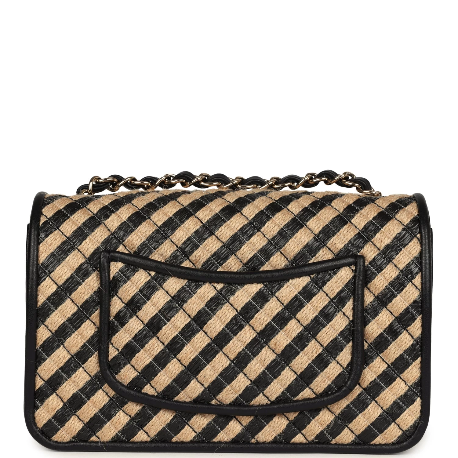 Chanel Small Urban Jungle Flap Beige And Black Stripe Raffia Jute Gold Hardware 6 Chanel Small Urban Jungle Flap Beige And Black Stripe Raffia Jute Gold Hardware - Image 4