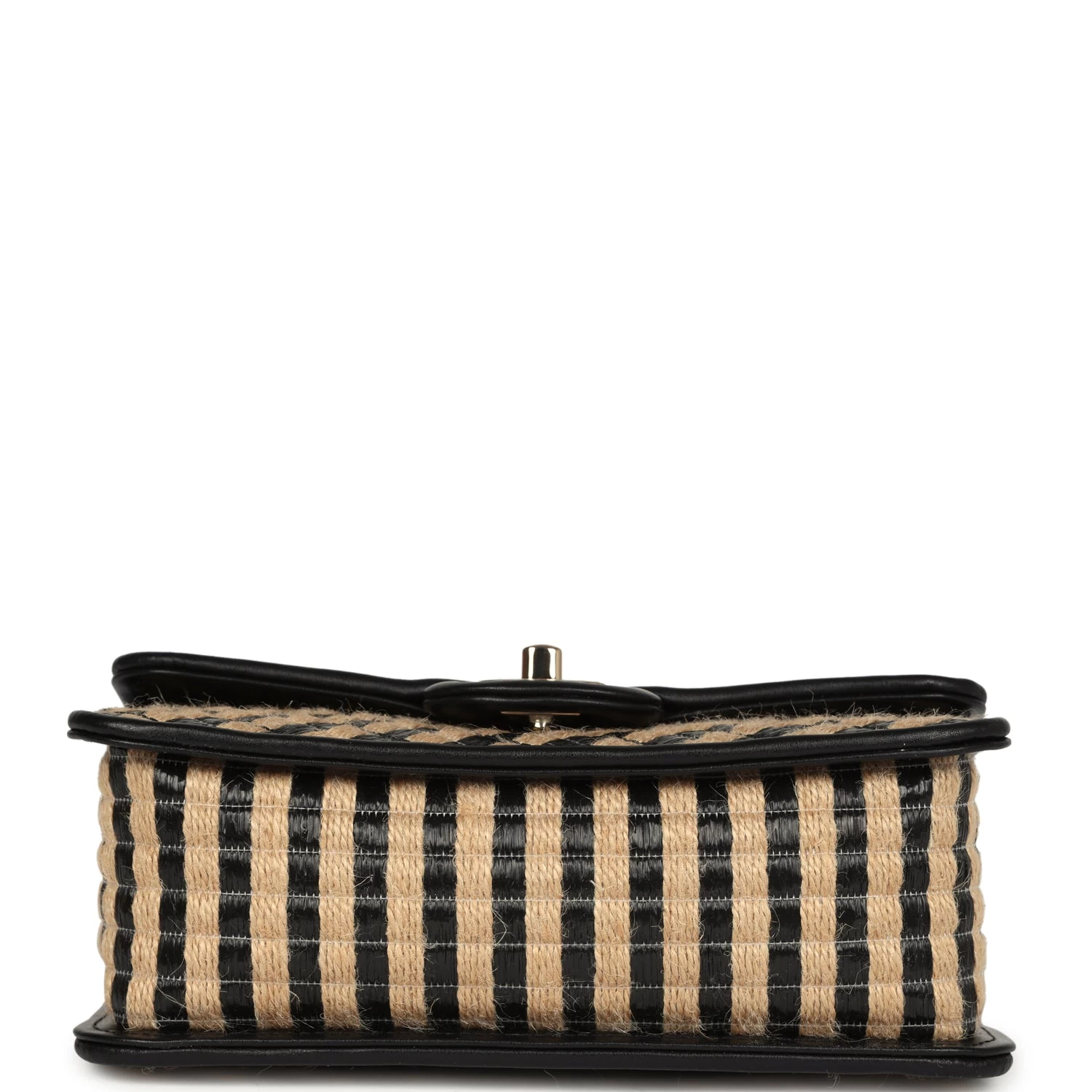 Chanel Small Urban Jungle Flap Beige And Black Stripe Raffia Jute Gold Hardware 8 Chanel Small Urban Jungle Flap Beige And Black Stripe Raffia Jute Gold Hardware - Image 6