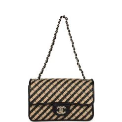 Chanel Small Urban Jungle Flap Beige And Black Stripe Raffia Jute Gold Hardware 18 Chanel Small Urban Jungle Flap Beige And Black Stripe Raffia Jute Gold Hardware -Online Bag Store C SM255 240125 1 07