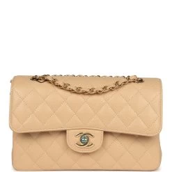 Chanel Small Classic Double Flap Bag Beige Caviar Gold Hardware