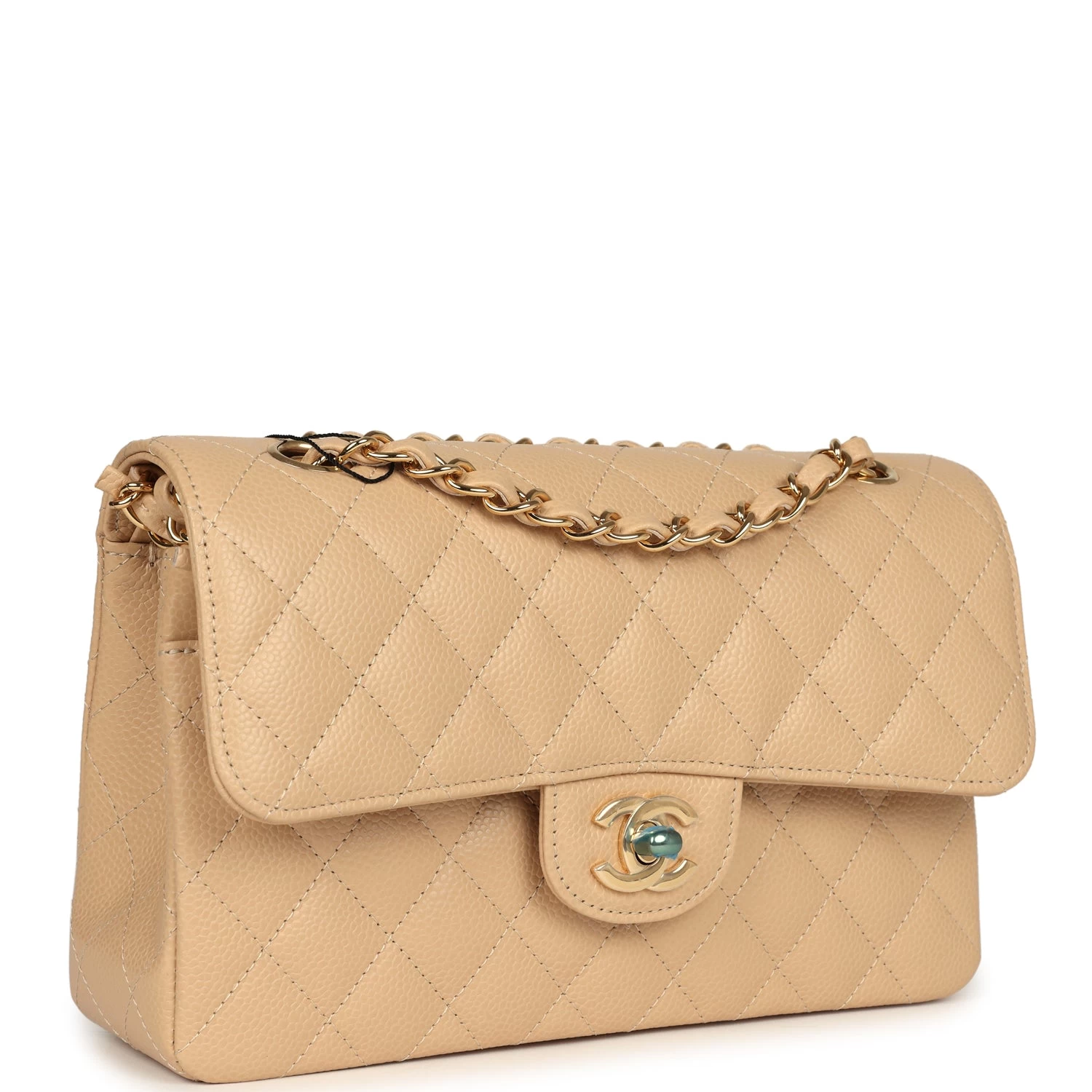 Chanel Small Classic Double Flap Bag Beige Caviar Gold Hardware 4 Chanel Small Classic Double Flap Bag Beige Caviar Gold Hardware - Image 2