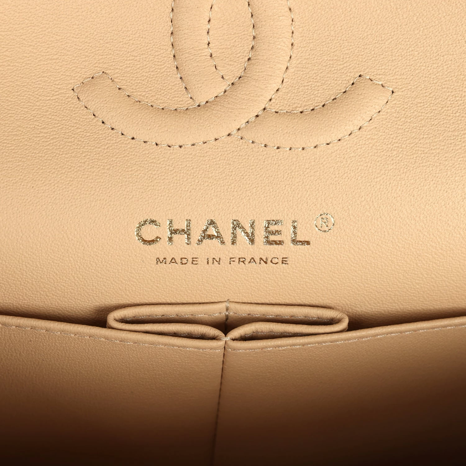 Chanel Small Classic Double Flap Bag Beige Caviar Gold Hardware 10 Chanel Small Classic Double Flap Bag Beige Caviar Gold Hardware - Image 8