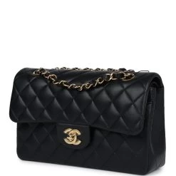 Chanel Small Classic Double Flap Black Lambskin Gold Hardware -Online Bag Store C SM255 240213 1 03