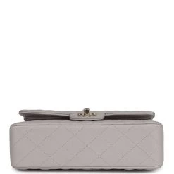 Chanel Small Classic Double Flap Bag Grey Lambskin Light Gold Hardware -Online Bag Store C SMN255 231027 1 06