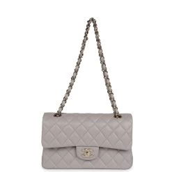 Chanel Small Classic Double Flap Bag Grey Lambskin Light Gold Hardware -Online Bag Store C SMN255 231027 1 07
