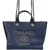 Pre-owned Chanel Small Deauville Shopping Bag Blue Caviar Antique Gold Hardware -Online Bag Store C TL 020823 1 02