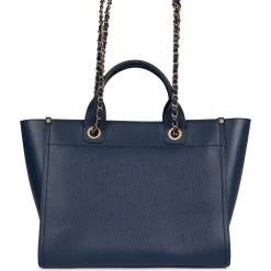 Pre-owned Chanel Small Deauville Shopping Bag Blue Caviar Antique Gold Hardware -Online Bag Store C TL 020823 1 05