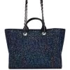 Chanel Large Deauville Shopping Bag Blue Sequin Boucle Silver Hardware -Online Bag Store C TL 051622 3 01