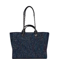 Chanel Large Deauville Shopping Bag Blue Sequin Boucle Silver Hardware -Online Bag Store C TL 051622 3 05