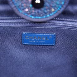 Chanel Large Deauville Shopping Bag Blue Sequin Boucle Silver Hardware -Online Bag Store C TL 051622 3 09