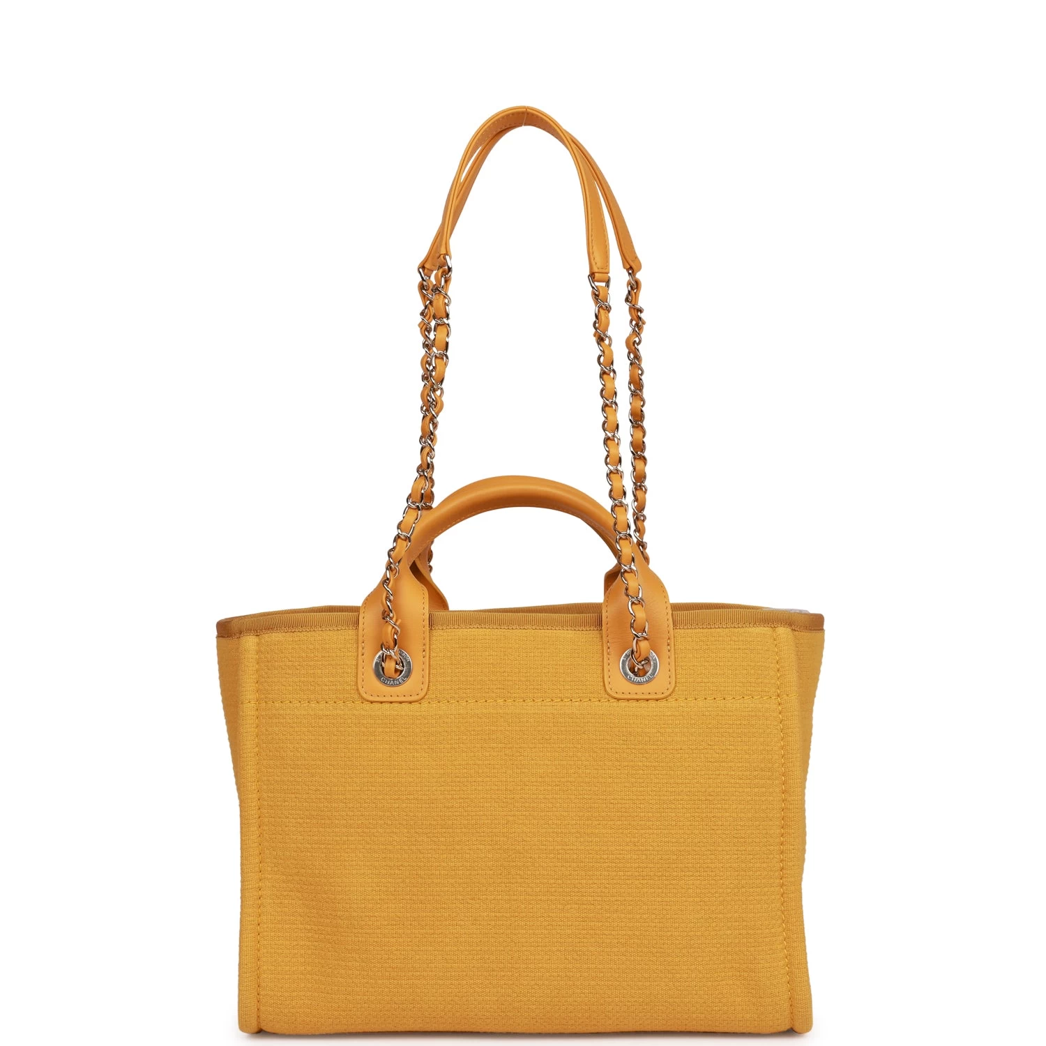 Chanel Small Deauville Shopping Bag Dark Yellow Boucle Light Gold Hardware 6 Chanel Small Deauville Shopping Bag Dark Yellow Boucle Light Gold Hardware - Image 4