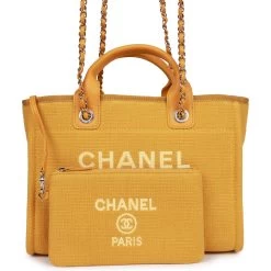 Chanel Small Deauville Shopping Bag Dark Yellow Boucle Light Gold Hardware 16 Chanel Small Deauville Shopping Bag Dark Yellow Boucle Light Gold Hardware -Online Bag Store C TL 080422 2 06