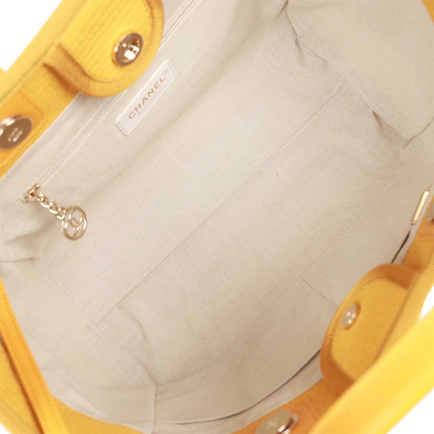 Chanel Small Deauville Shopping Bag Dark Yellow Boucle Light Gold Hardware 9 Chanel Small Deauville Shopping Bag Dark Yellow Boucle Light Gold Hardware - Image 7