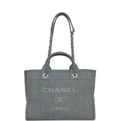 Chanel Small Deauville Shopping Bag Distressed Blue Denim Aged Silver Hardware -Online Bag Store C TL 230509 1 01