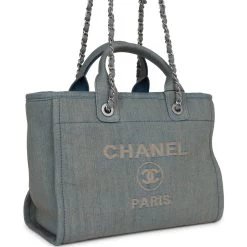 Chanel Small Deauville Shopping Bag Distressed Blue Denim Aged Silver Hardware -Online Bag Store C TL 230509 1 03