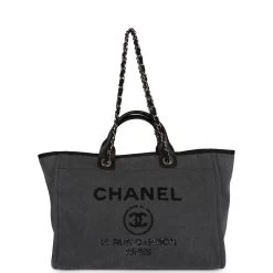 Chanel Medium Deauville Shopping Bag Dark Grey Denim Silver Hardware -Online Bag Store C TL 230608 1 01