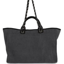 Chanel Medium Deauville Shopping Bag Dark Grey Denim Silver Hardware -Online Bag Store C TL 230608 1 06
