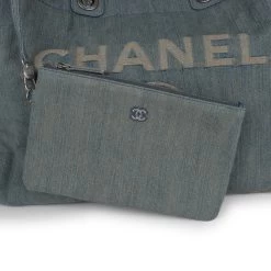 Chanel Large Deauville Shopping Bag Distressed Blue Denim Silver Hardware -Online Bag Store C TL 230713 2 07
