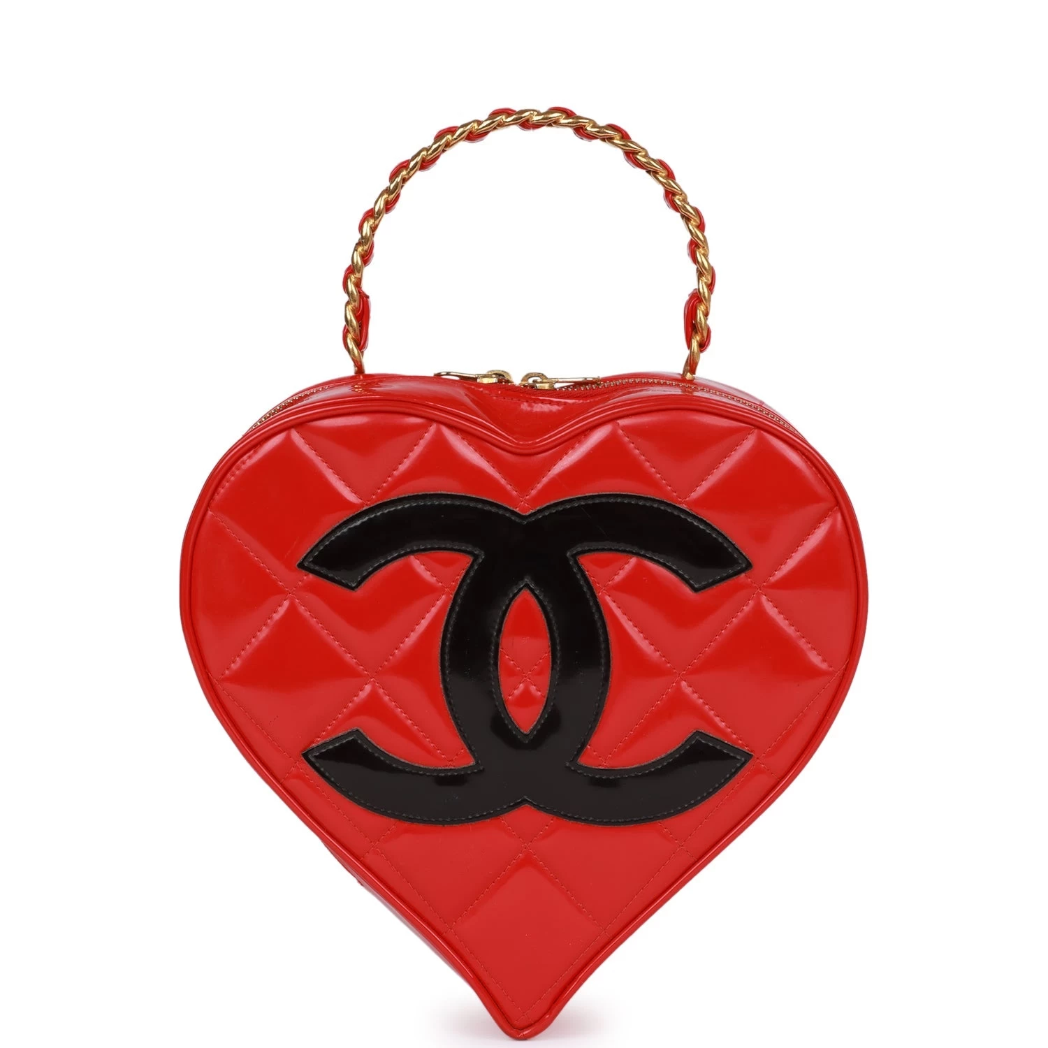 Vintage Chanel Heart Vanity Bag Red And Black Patent Antique Gold Hardware 3 Vintage Chanel Heart Vanity Bag Red And Black Patent Antique Gold Hardware