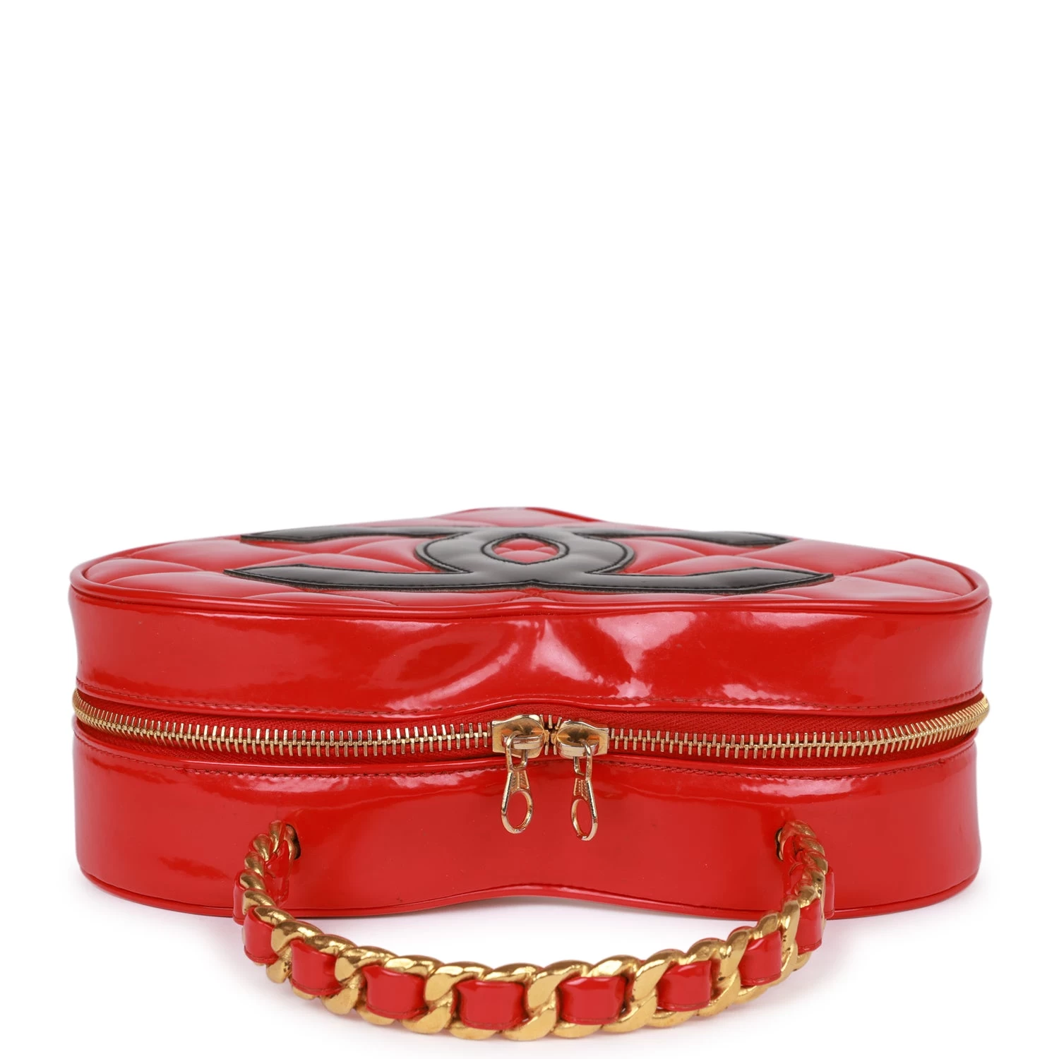 Vintage Chanel Heart Vanity Bag Red And Black Patent Antique Gold Hardware 9 Vintage Chanel Heart Vanity Bag Red And Black Patent Antique Gold Hardware - Image 7