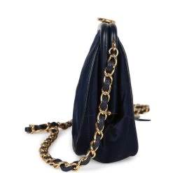 Vintage Chanel Frame Tassel Bag Navy Satin Gold Hardware -Online Bag Store C V 230317 4 05