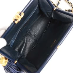 Vintage Chanel Frame Tassel Bag Navy Satin Gold Hardware -Online Bag Store C V 230317 4 09