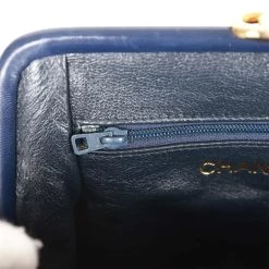 Vintage Chanel Frame Tassel Bag Navy Satin Gold Hardware -Online Bag Store C V 230317 4 11