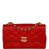 Vintage Chanel Small Flap Bag Red Satin Gold Hardware -Online Bag Store C V 230321 10 01
