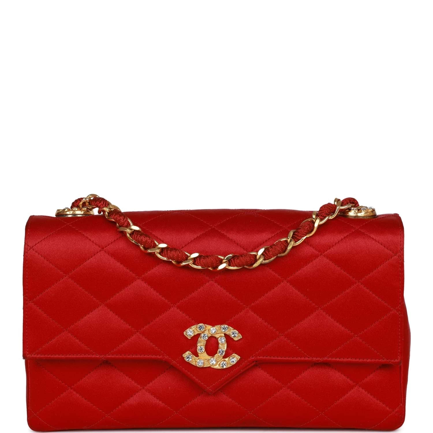 Vintage Chanel Small Flap Bag Red Satin Gold Hardware 3 Vintage Chanel Small Flap Bag Red Satin Gold Hardware